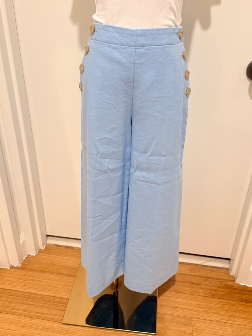 Ann Taylor Pale Blue Tailored Trousers with Gold Accent